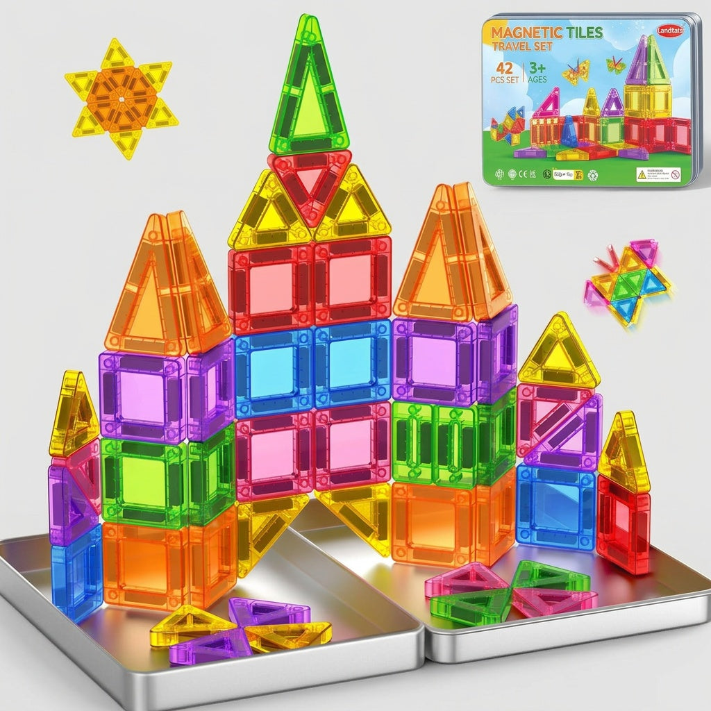 Magnetic Tiles Travel Set - Portable Building Blocks