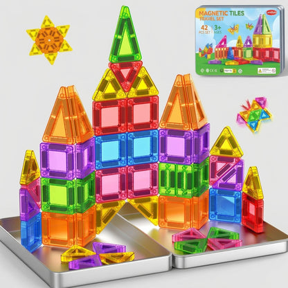 Magnetic Tiles Travel Set - Portable Building Blocks