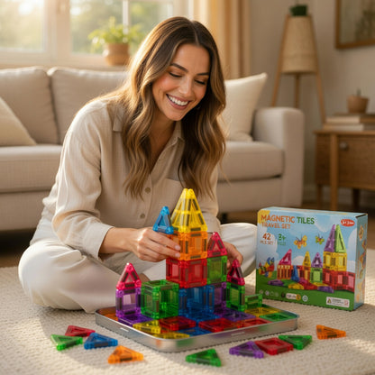 Magnetic Tiles Travel Set - Portable Building Blocks