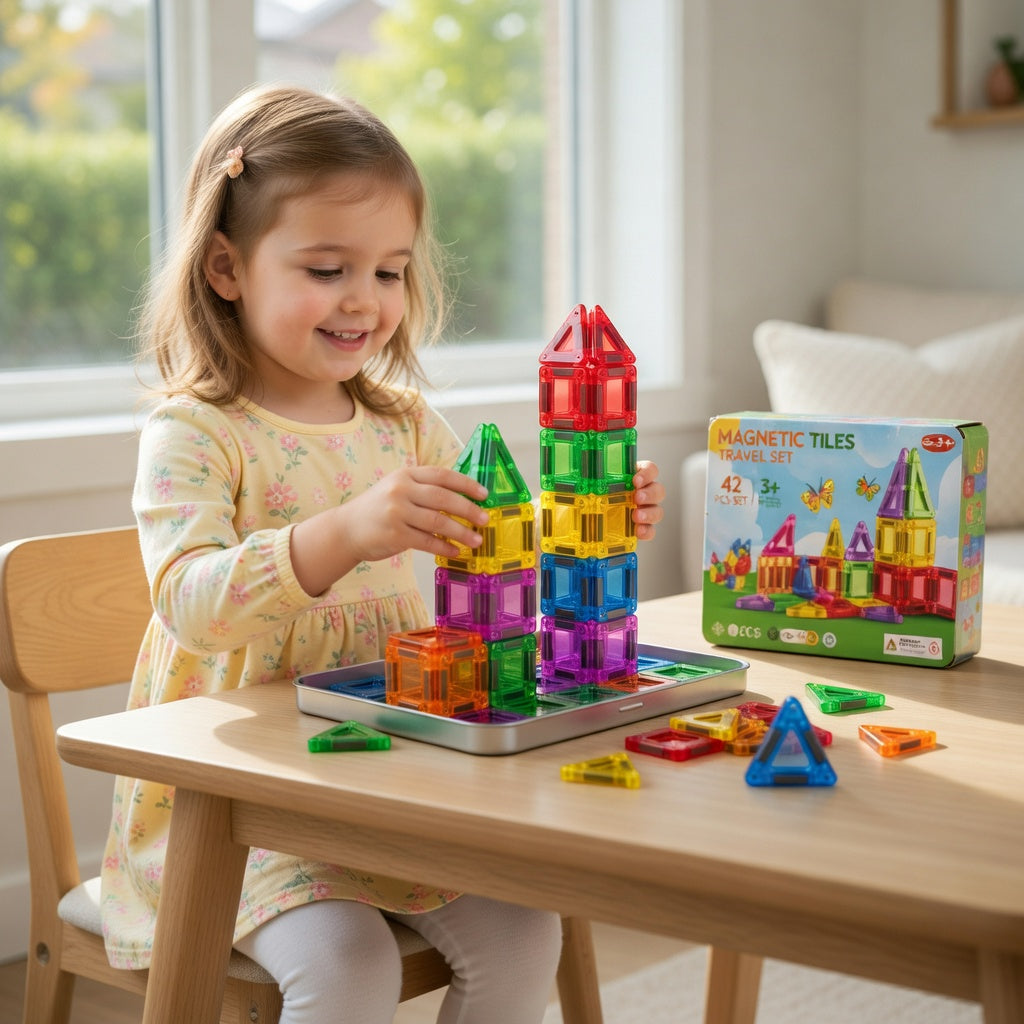 Magnetic Tiles Travel Set - Portable Building Blocks