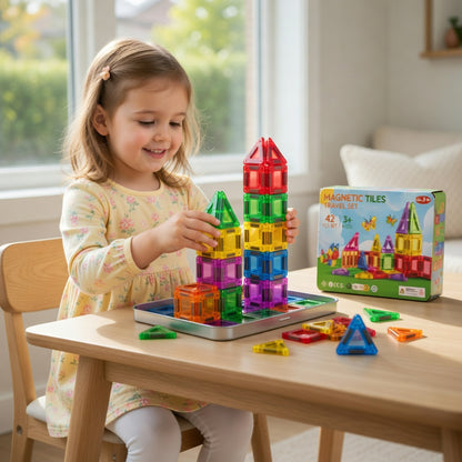 Magnetic Tiles Travel Set - Portable Building Blocks
