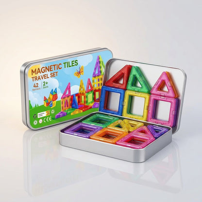 Magnetic Tiles Travel Set - Portable Building Blocks